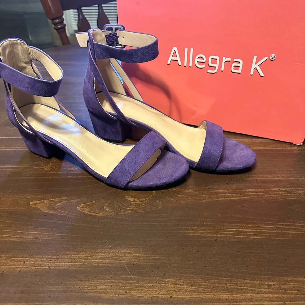 Allegra K Women's Violet Block Heel Sandals